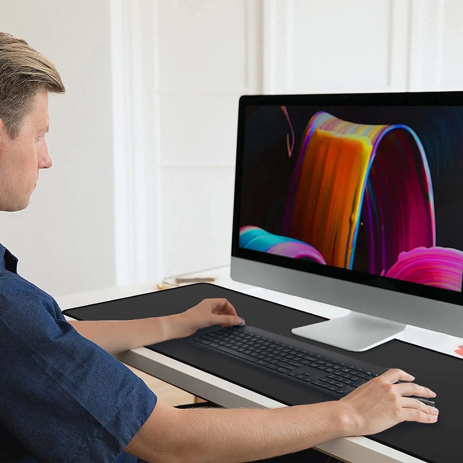 Extended Desk Mat, Minimalist Anti-Slip Mouse Pad