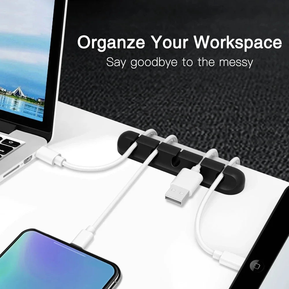 Silicone Cable Organizer, Minimalist Desk Cord Holder